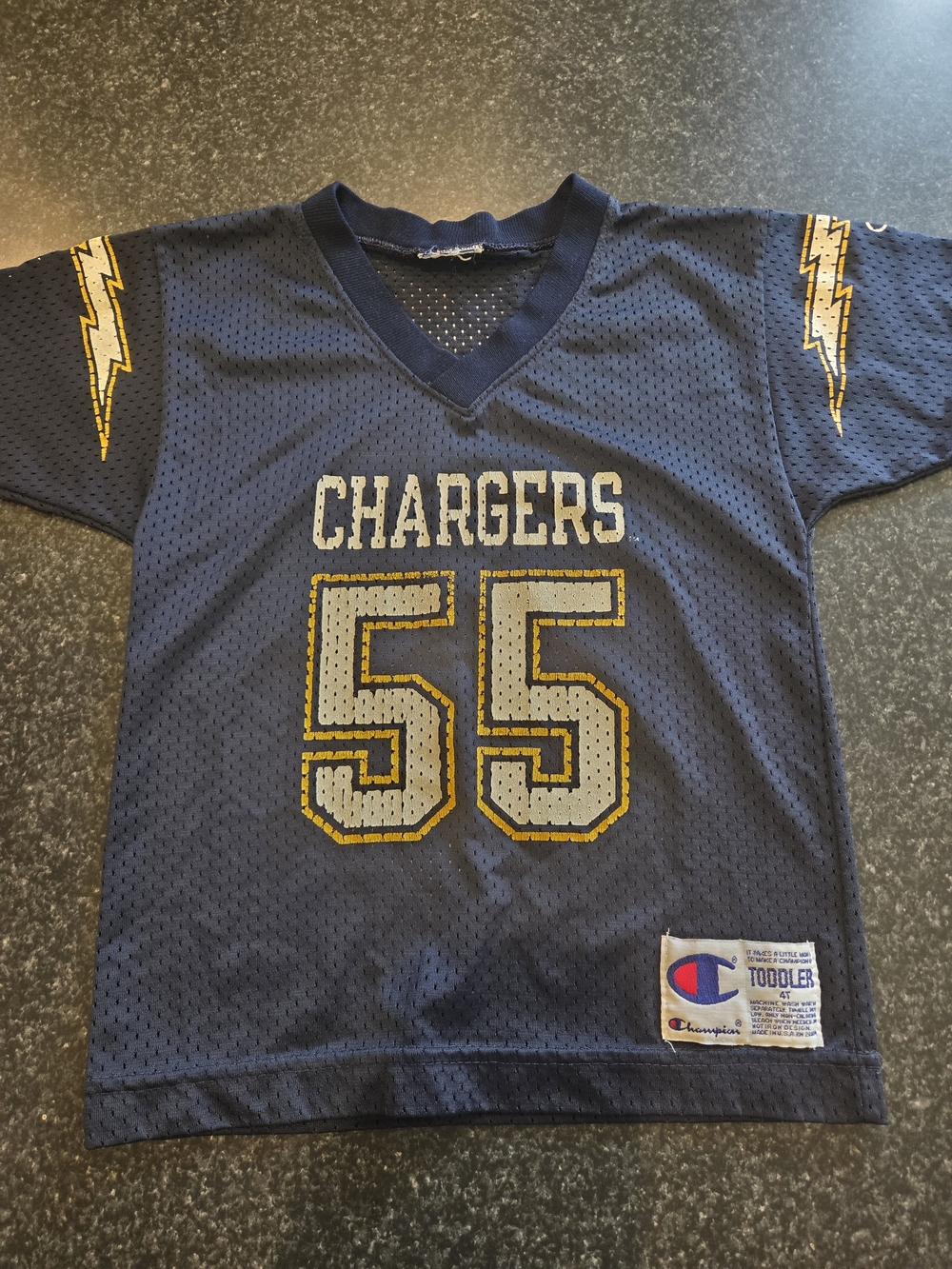 Champion Navy Chargers Mesh Jersey with Yellow Trim